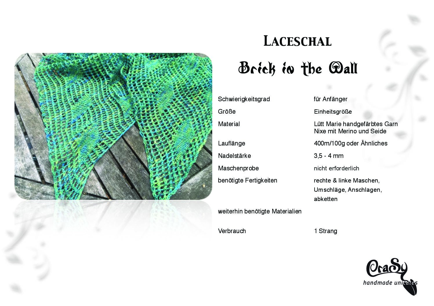 Laceschal Brick in the Wall | Einzelanleitung | Stricken | Sylvie Rasch