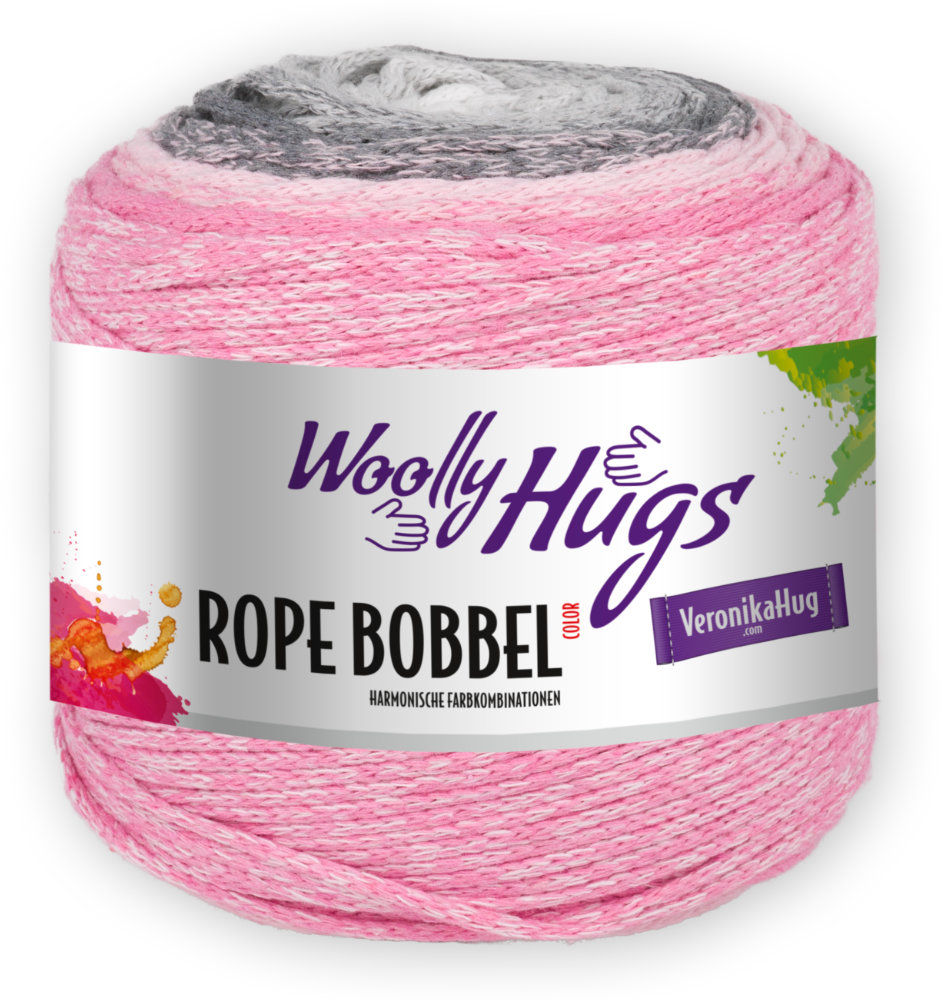 Rope Bobbel von Woolly Hugs 0107 - grau / rosa