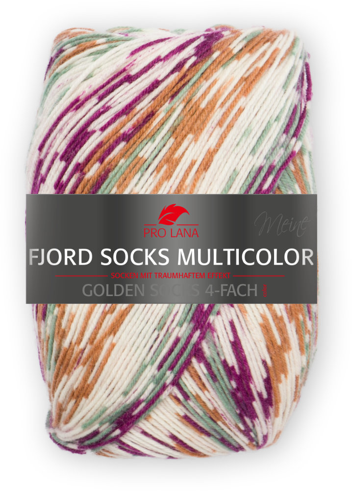 Fjord Socks Multicolor - 4-fach Sockenwolle von Pro Lana 0481 - fuchsia / beige