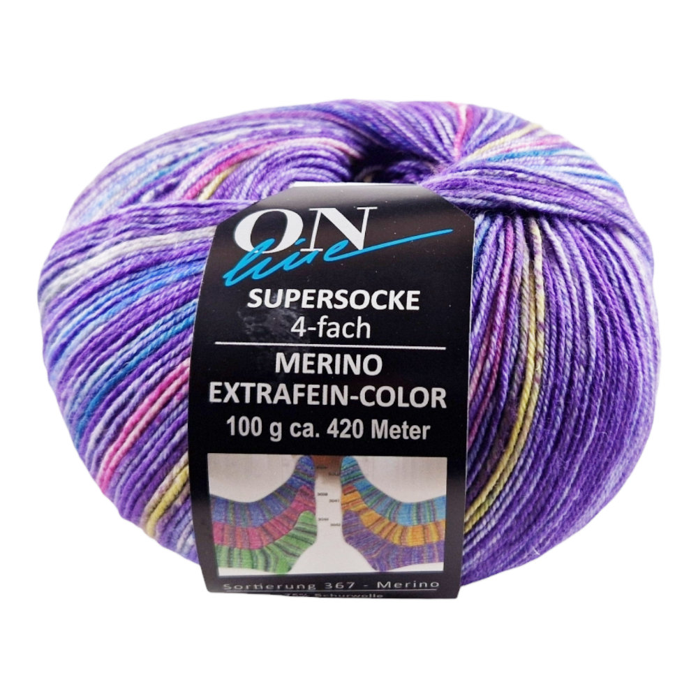 Supersocke Merino Extrafein Sort. 367 Color 4-fach von ONline 3042