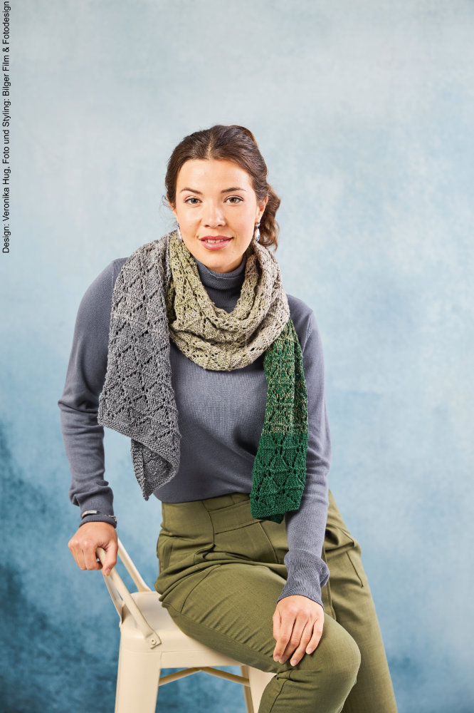 Stola Diagonale Rauten | Anleitungsheft + Wolle BOBBEL cotton 800m  | Stricken | Veronika Hug, Woolly Hugs, Christophorus Verlag