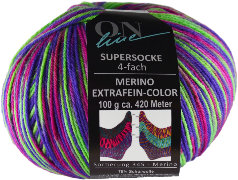 Supersocke 100 Merino Color, 4-fach von ONline 3118