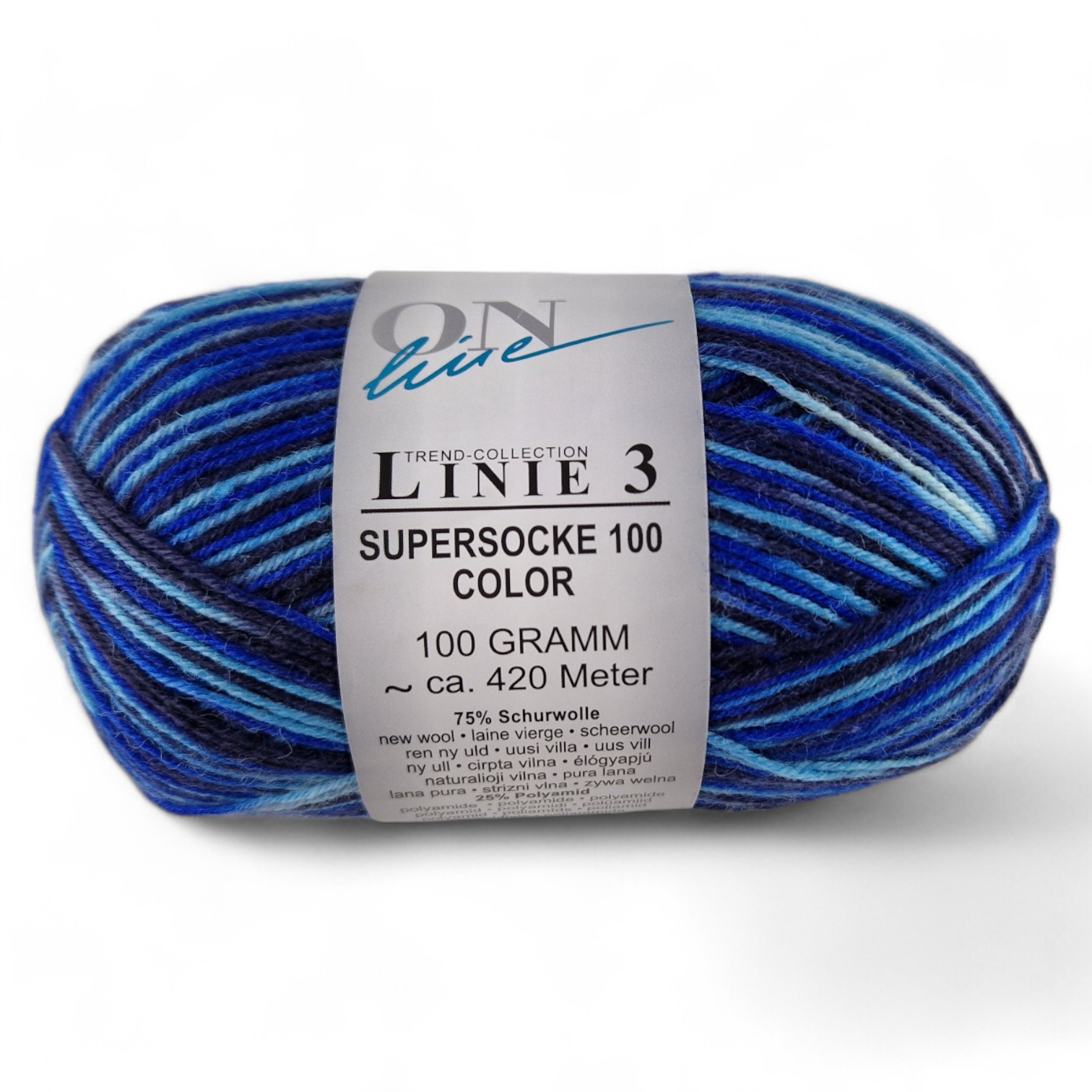 Supersocke 100 Linie 3 Color 4-fach von ONline Linie 3 - 0605 - hellblau/dunkelblau