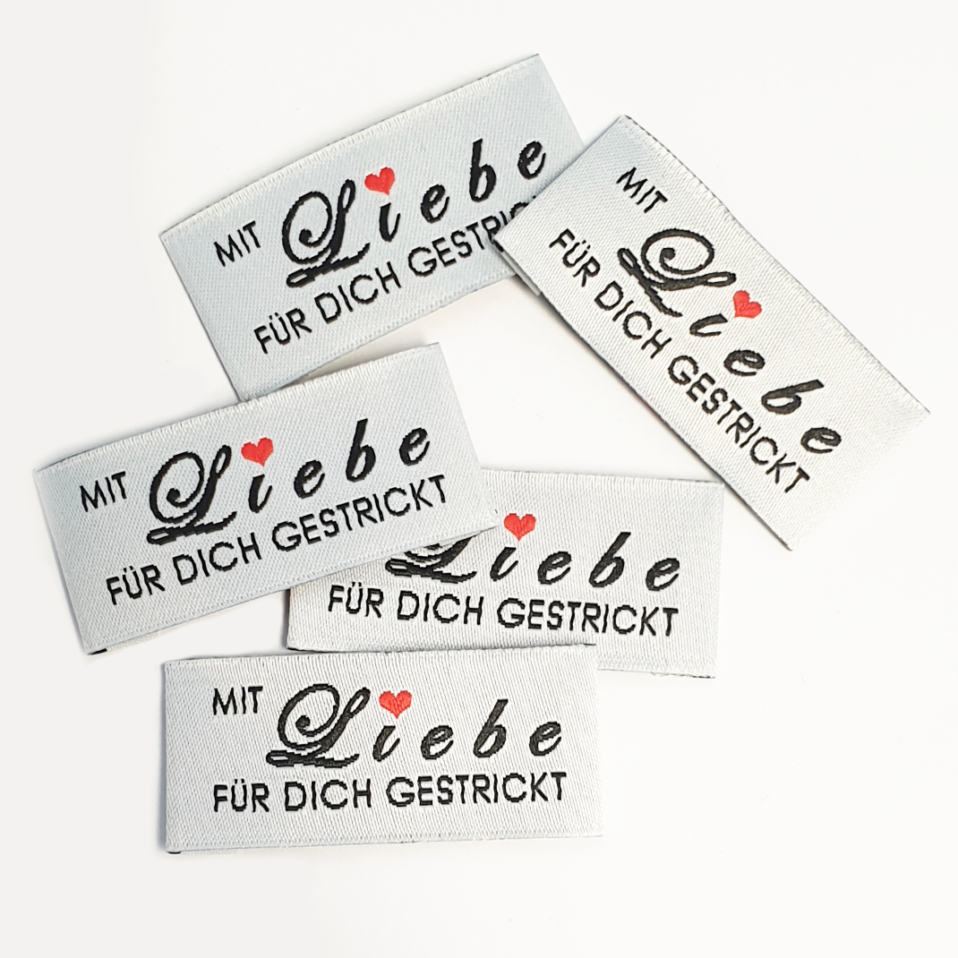 Stofflabel zum Annähen mit Liebe - weiß