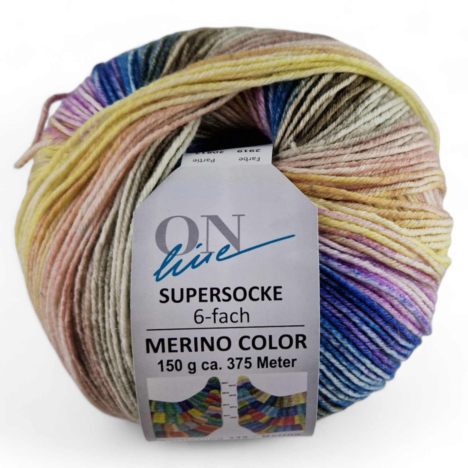 Supersocke 6-fach Merino Color von ONline Sort. 349 - 2919