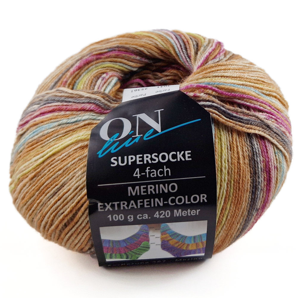 Supersocke Merino Extrafein Sort. 367 Color 4-fach von ONline 3041