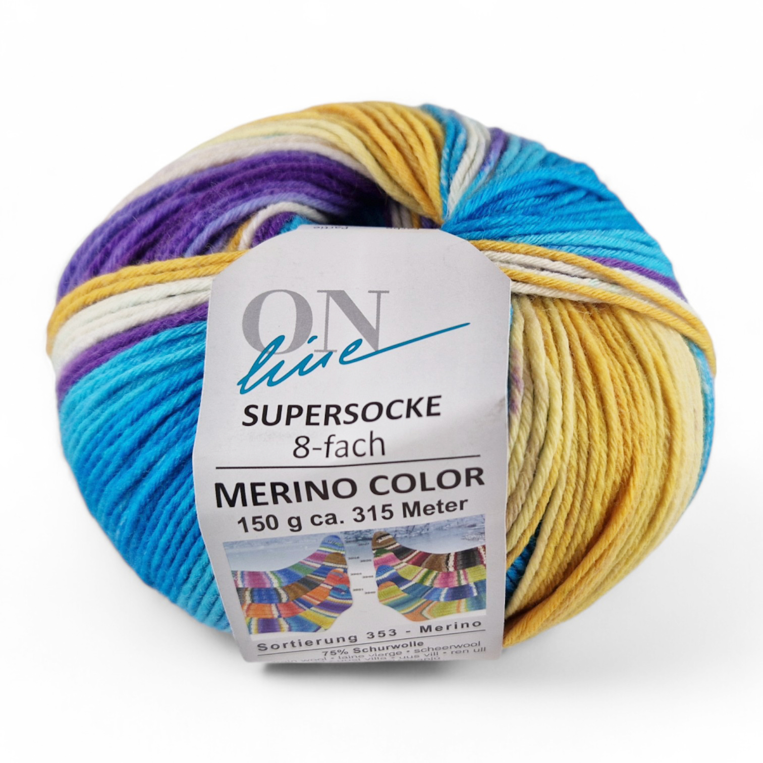 Supersocke 8-fach Merino Color von ONline Sort. 353 - 2951