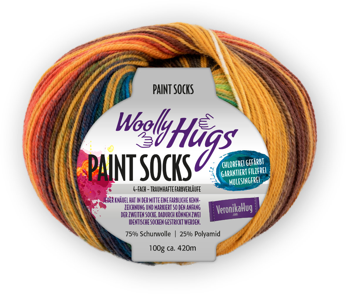 Paint Socks von Woolly Hugs 0214 - senf/petrol/orange