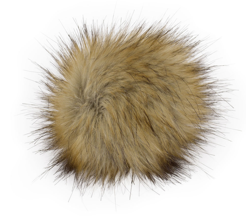 Fell Pompon mit Druckknopf Sand melange