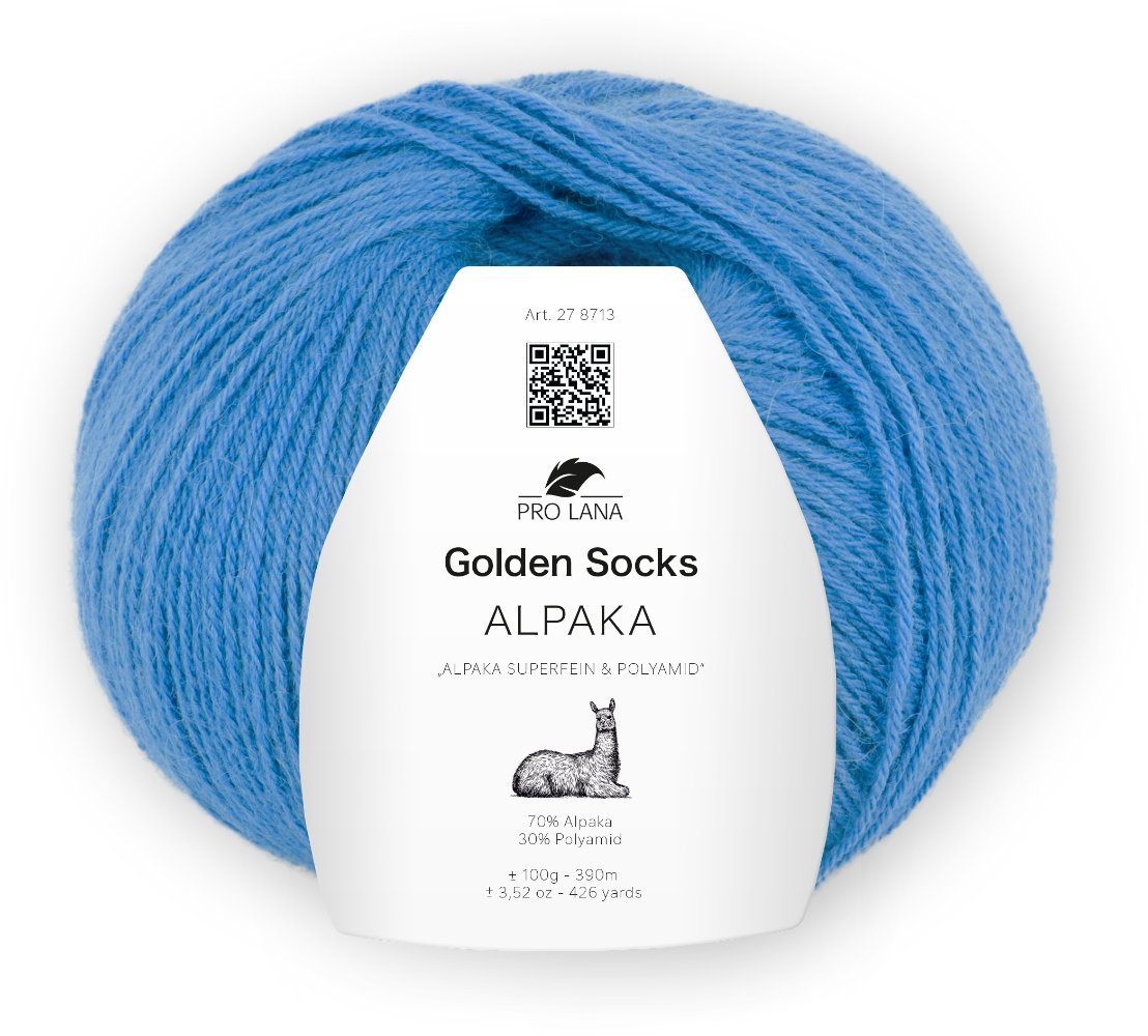 Alpaka Golden Socks - 4-fach Sockenwolle von Pro Lana 0051 - blau