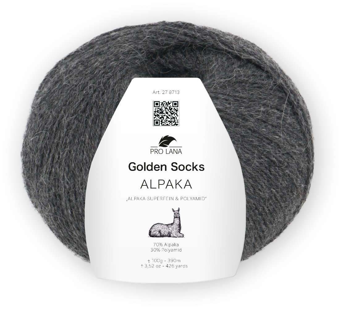 Alpaka Golden Socks - 4-fach Sockenwolle von Pro Lana 0095 - dunkelgrau meliert