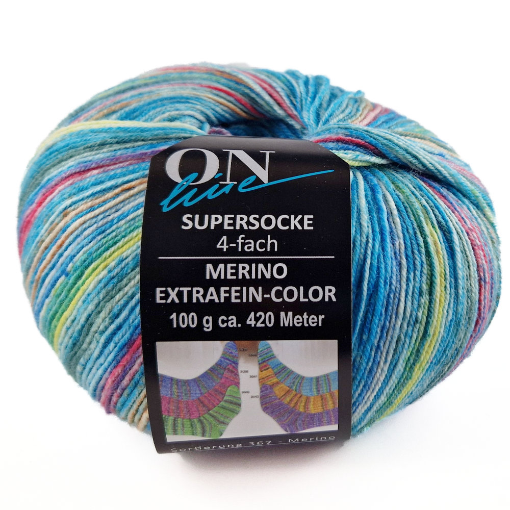 Supersocke Merino Extrafein Sort. 367 Color 4-fach von ONline 3040