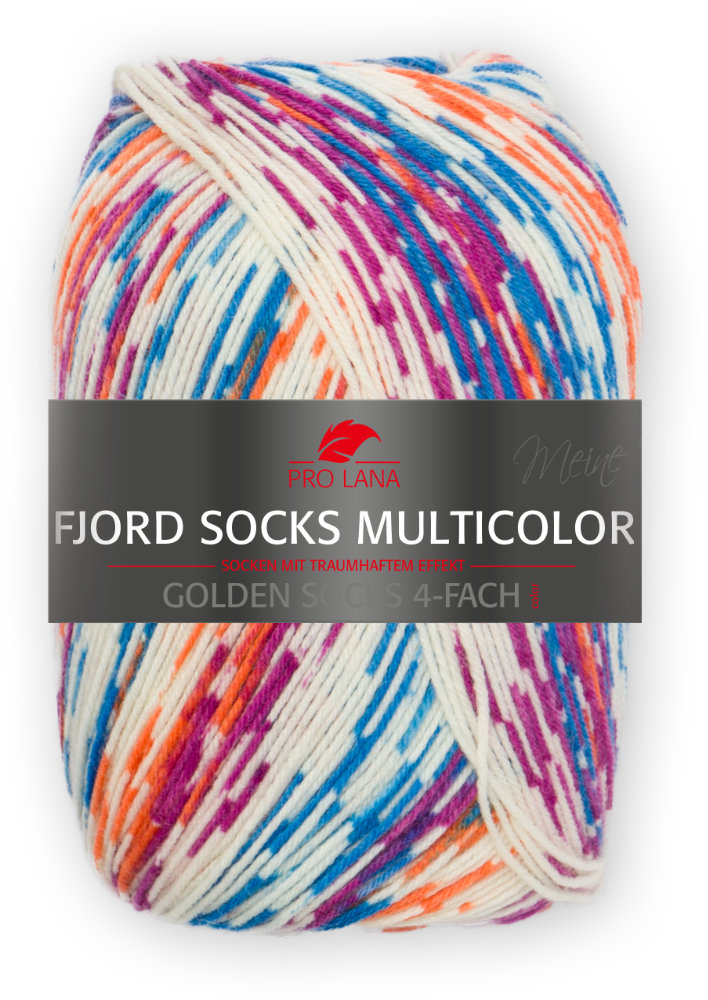 Fjord Socks Multicolor - 4-fach Sockenwolle von Pro Lana 0485 - blau / orange