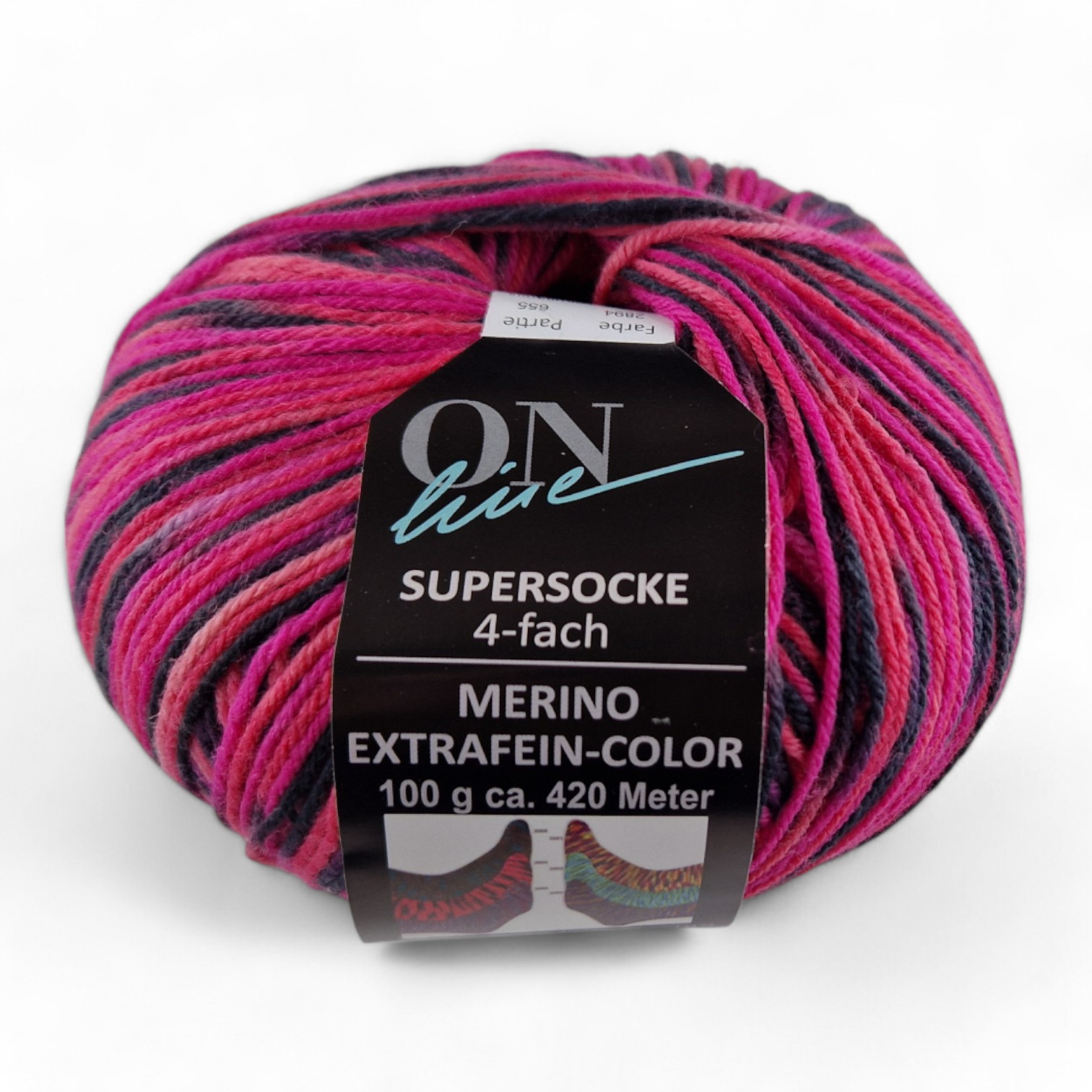 Supersocke Merino Extrafein Sort. 345 Color 4-fach von ONline 2894