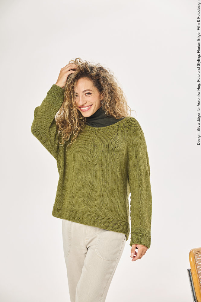 Pulli Blickfang Schulter | Anleitungsheft + Wolle Merino Stretch  | Stricken | Veronika Hug, Woolly Hugs, Christophorus Verlag