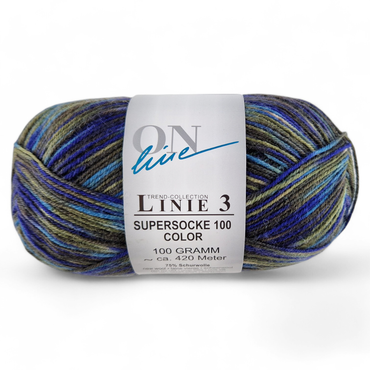 Supersocke 100 Linie 3 Color 4-fach von ONline Linie 3 - 0710 - olive/blau