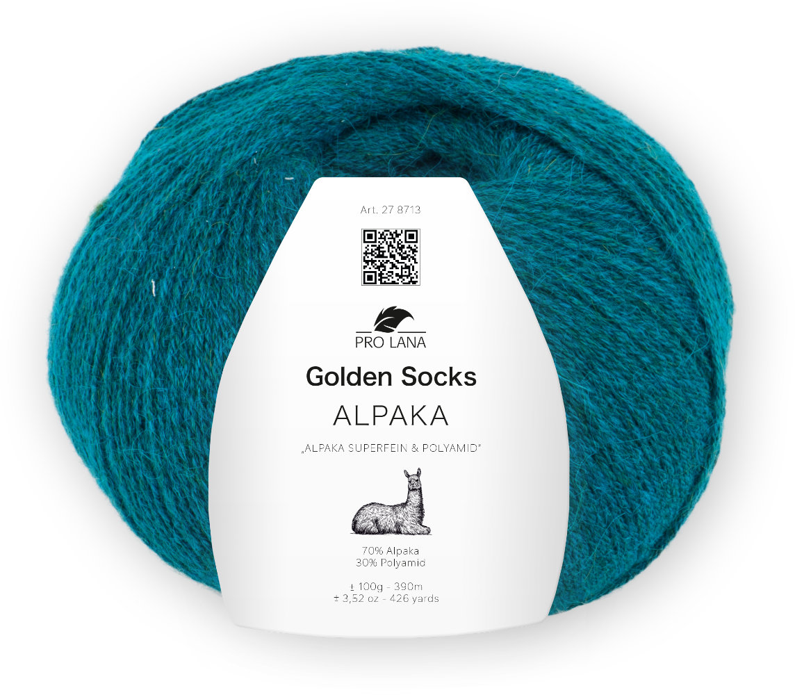 Alpaka Golden Socks - 4-fach Sockenwolle von Pro Lana 0069 - petrol meliert