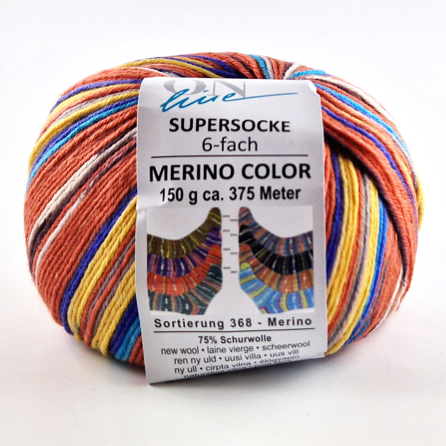 Supersocke 6-fach Merino Color von ONline 3047