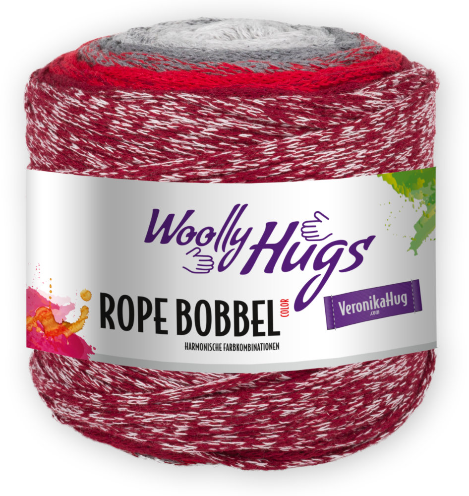 Rope Bobbel von Woolly Hugs 0101 - rot / grau