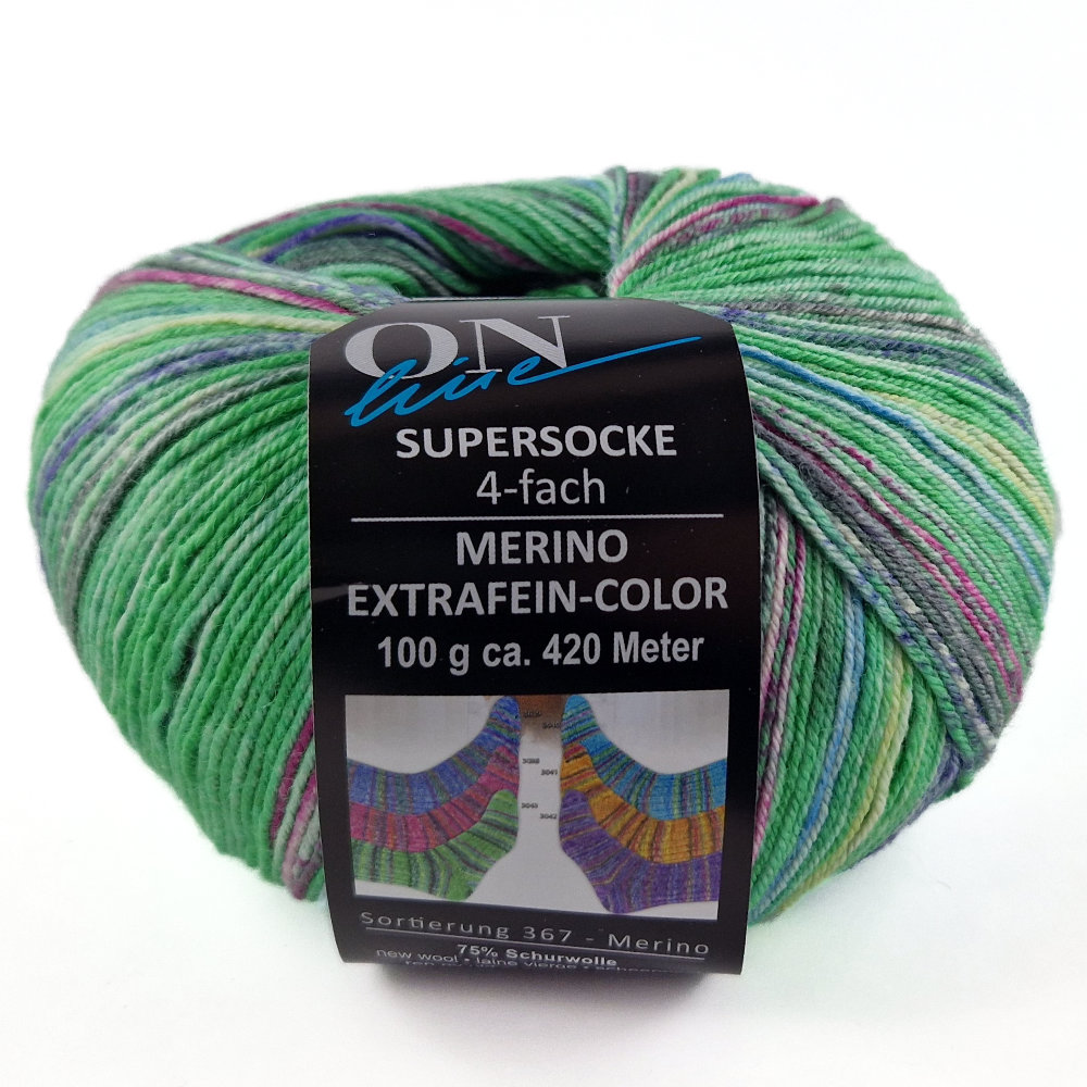 Supersocke Merino Extrafein Sort. 367 Color 4-fach von ONline 3043