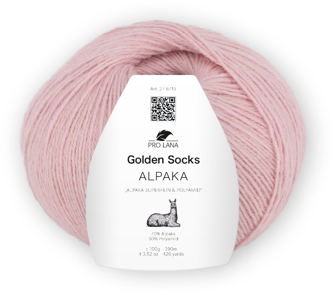 Alpaka Golden Socks - 4-fach Sockenwolle von Pro Lana 0037 - rosa meliert