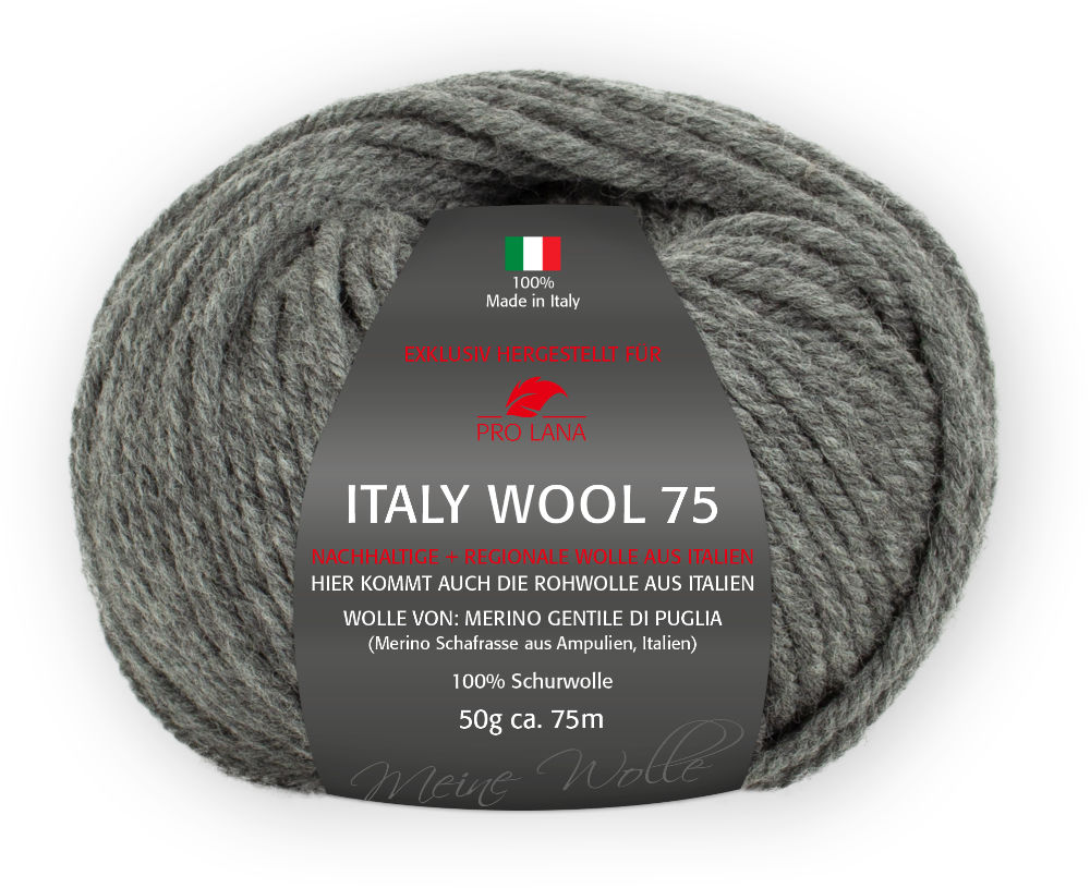 Italy Wool 75 von Pro Lana 0295 - dunkelgrau meliert