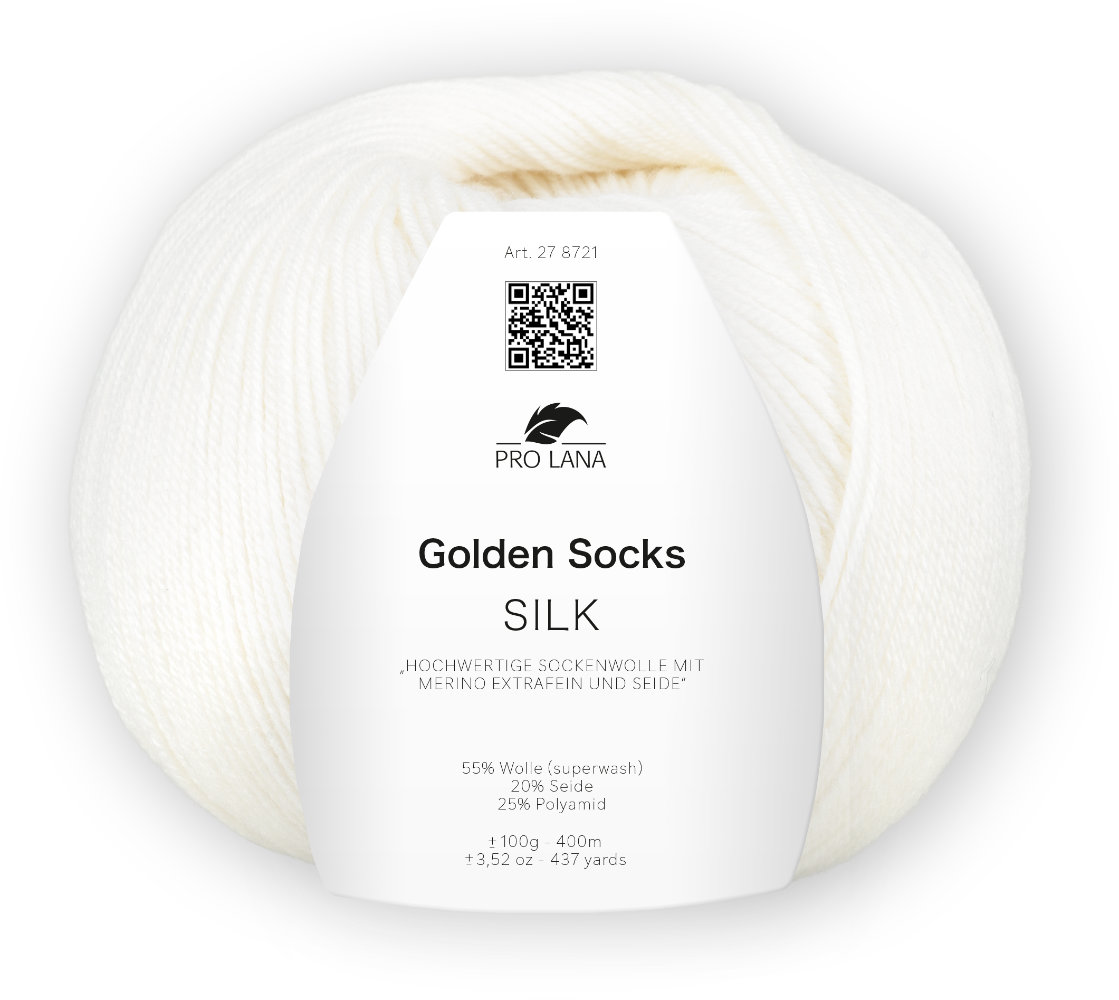 Silk Golden Socks - 4-fach Sockenwolle von Pro Lana 0001 - weiß