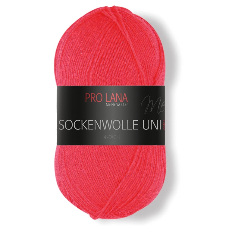 Sockenwolle uni - 4-fach von Pro Lana 0412 - rot