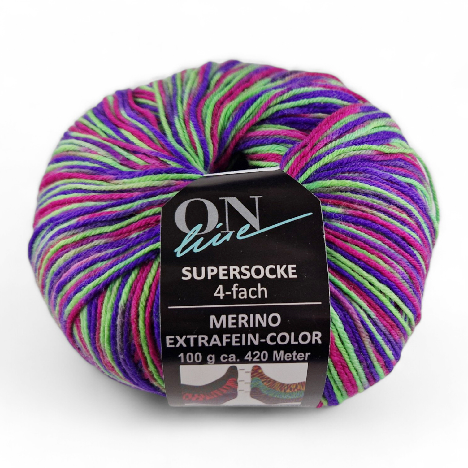 Supersocke Merino Extrafein Sort. 345 Color 4-fach von ONline 2890