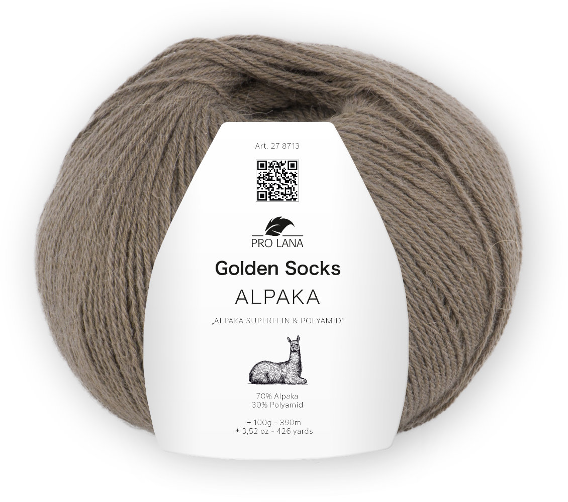 Alpaka Golden Socks - 4-fach Sockenwolle von Pro Lana 0012 - braun meliert