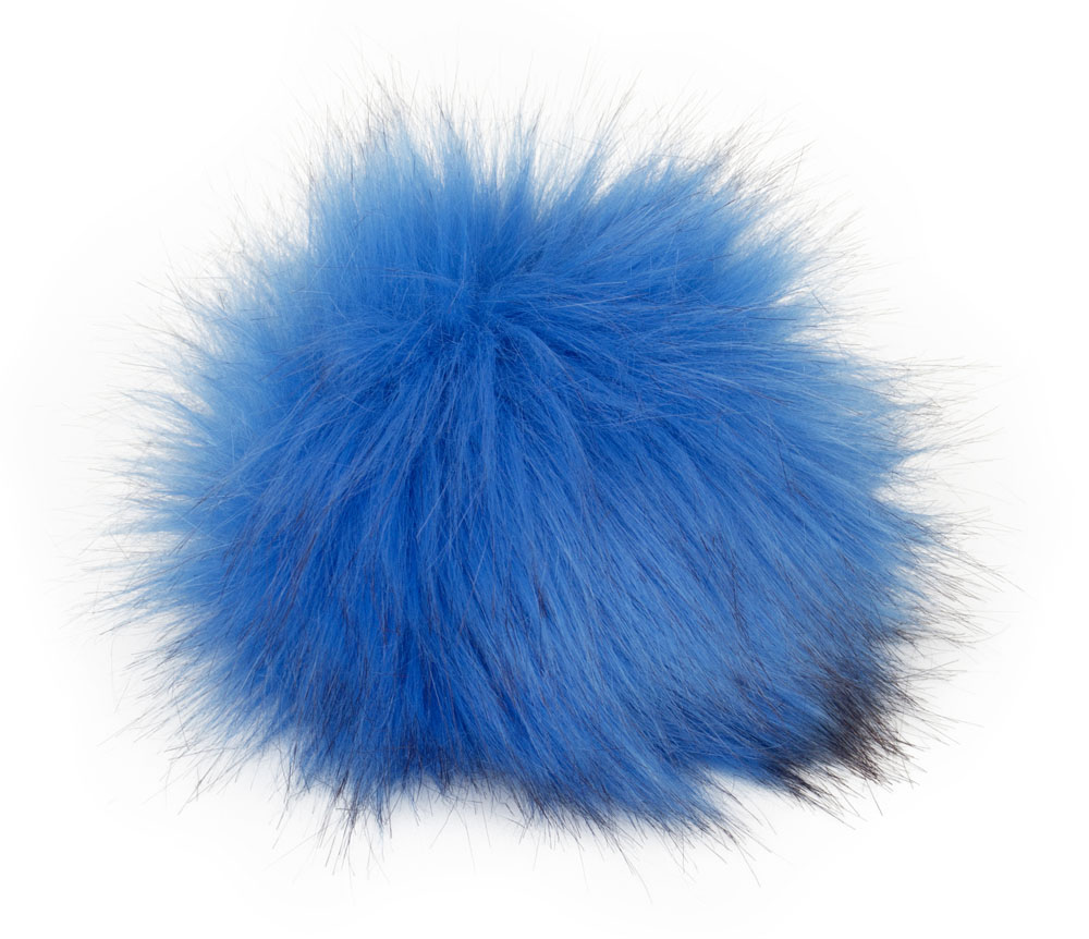 Fell Pompon mit Druckknopf Ocean blue