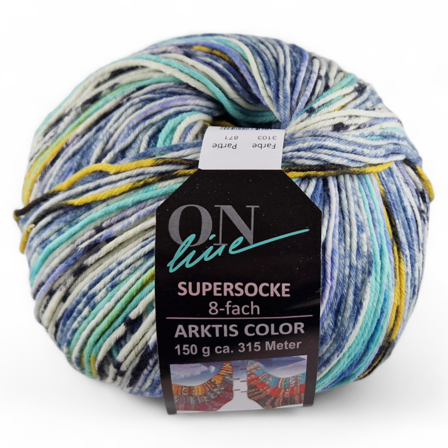 Supersocke 8-fach Merino Arktis Color von ONline 3103