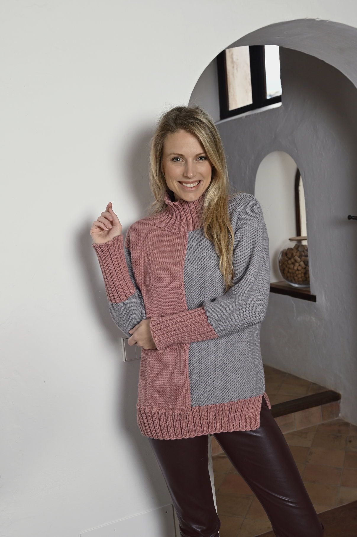 Colourblocking - Pullover | Anleitungsheft + Wolle Cora Linie 20  | Stricken | ONline