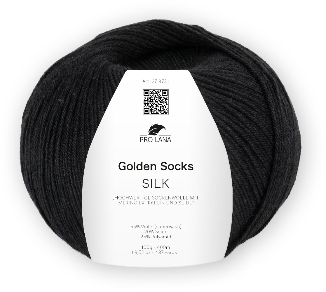 Silk Golden Socks - 4-fach Sockenwolle von Pro Lana 0099 - schwarz