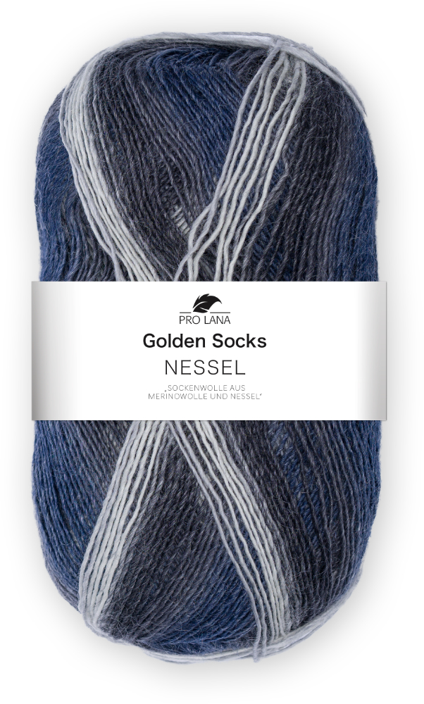 Nessel Golden Socks von Pro Lana 0082 - grau / blau