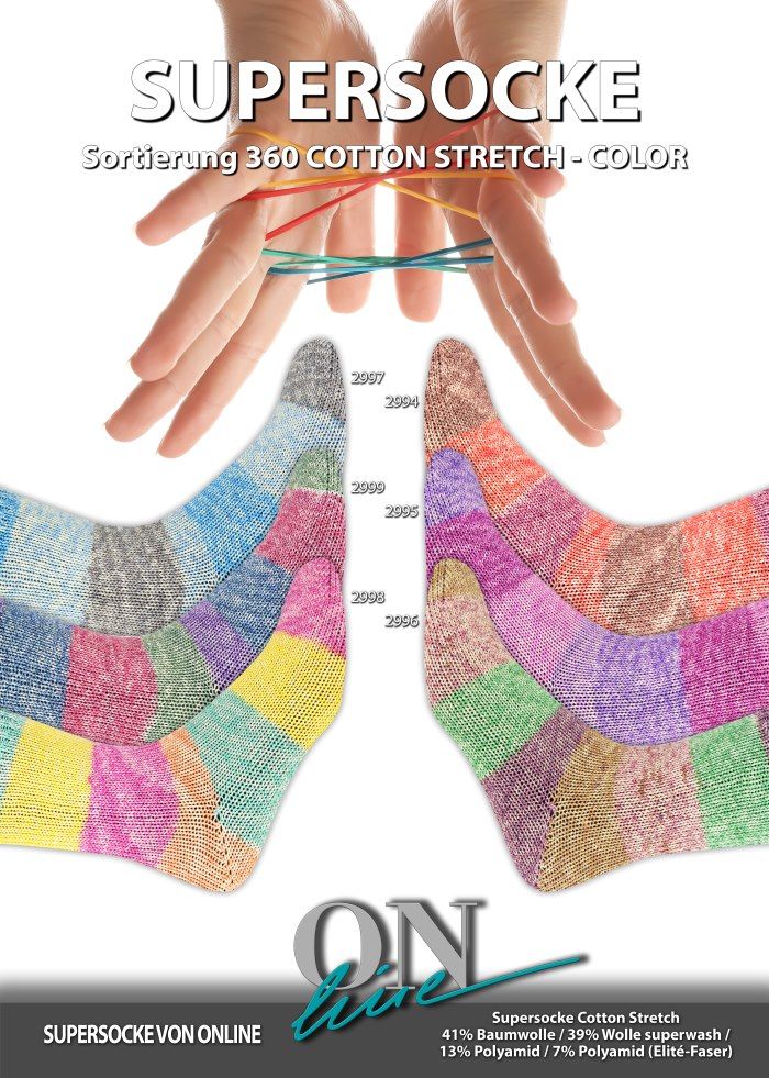 Supersocke Cotton Stretch Sort. 347 Color 4-fach von ONLine 2994