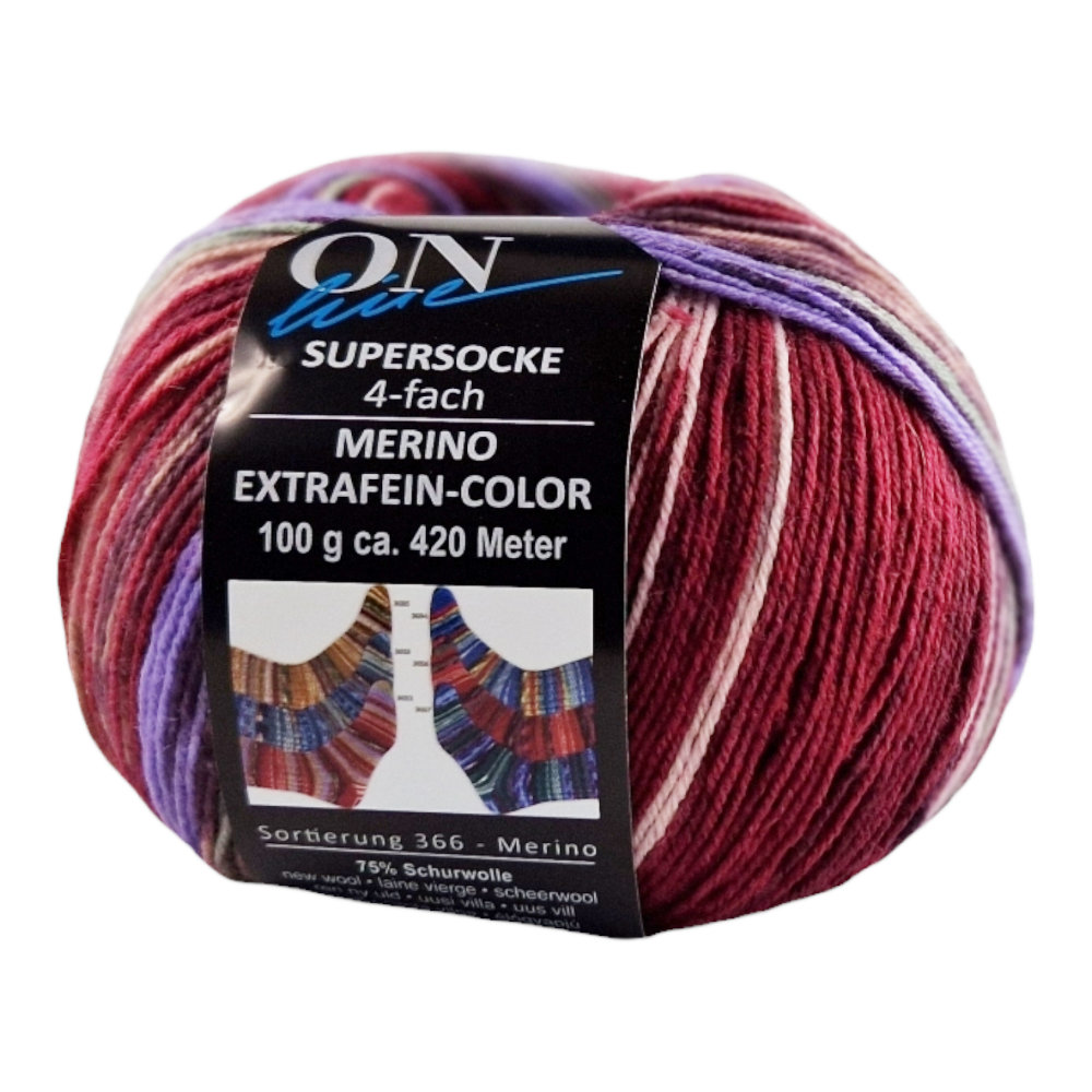 Supersocke Merino Extrafein Sort. 366 Color 4-fach von ONline 3032