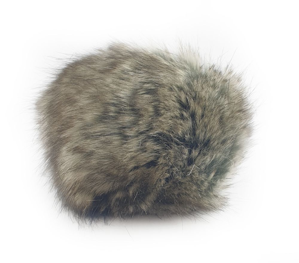 Fell Pompon mit Druckknopf Grey/Black