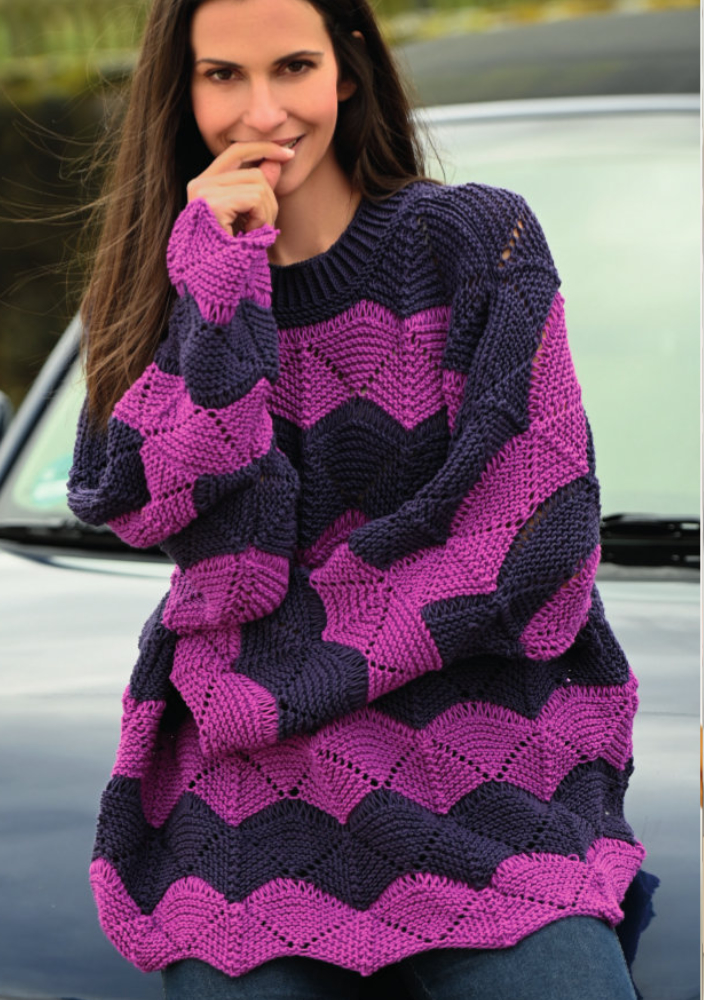 Streifenpullover mit Wellen | Anleitungsheft | Wolle Timona Linie 110  | Stricken | ONline